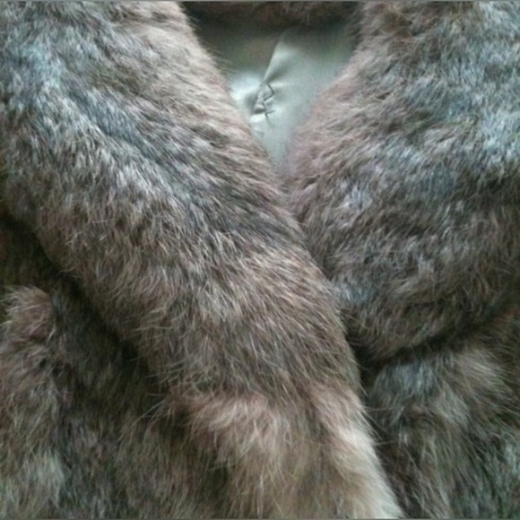 Long Gray Rabbit Fur Coat - Picture 5 of 13